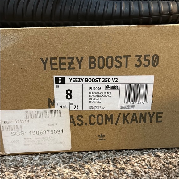 adidas Yeezy Boost 350 Black Sneakers - Picture 8 of 9